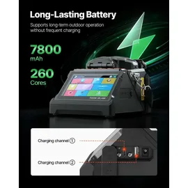 Vevor Glasfaser Spleißgerät, 6 Motoren, Kern- & Mantelausrichtung, mit 6 s schnellem Spleißen & 13 s Aufheizzeit, 5-Zoll-LCD-Bildschirm, 3-in-1-Faserhalter, 7800 mAh Akku für SM MM DS NZDS-Fasern