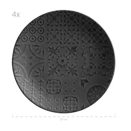 Mäser Tafelservice Steinzeug Trad. Tiles Schwarz