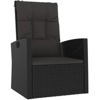 vidaXL Polyrattan Lounge-Set 3-tlg. schwarz inkl. Kissen 362177