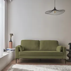 Sofa 3-Sitzer Cord khaki - Bjorn - Fixes Sofa, gerade, Metallfüße