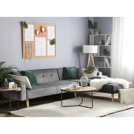 Beliani Ecksofa Grau Linksseitig Schlaffunktion Modern Wohnzimmer - Grau/Hellbraun