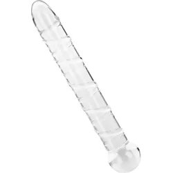 Glasdildo mit gerillter Struktur, 21 cm, transparent