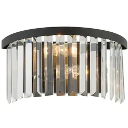 Licht-Erlebnisse Wandleuchte OSTROWO Schwarz Transparent Kristall Metall