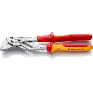 Knipex Zangenschlüssel Zange und Schraubenschlüssel in einem Werkzeug auf SB-Karte isoliert mit Mehrkomponenten-Hüllen, VDE-geprüft, 86 06 250 SB