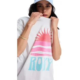 Roxy T-Shirt HANGLOOSE POSTER Kurzarm, mit Rundhalsausschnitt, aus Baumwolle, auch in großen Größen weiß XL (42)