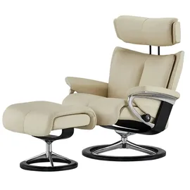 Stressless Relaxsessel Leder 91 x 112 x 84 cm creme mit Hocker