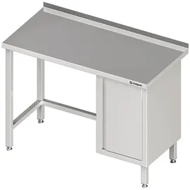 Stalgast Arbeitstisch ohne Grundboden, 1100x700x850 mm, mit Flügeltürschrank rechts, mit Aufkantung, verschweißt