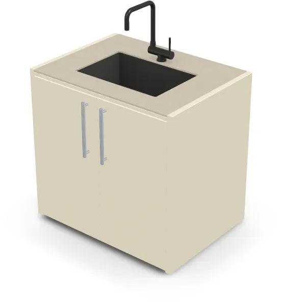 Brabura CT 90 Waschbeckenmodul - Pietra Di Osso / Perle Blanche / Silberner Griff