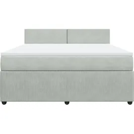 vidaXL Boxspringbett mit Matratze Hellgrau 180x200 cm Samt