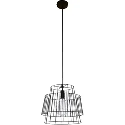 Hängeleuchte Hängelampe Käfig Pendelleuchte Deckenlampe im Gitterdesign, Metall schwarz, rund, 1x E27, D x H 35x130 cm