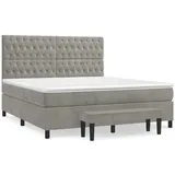 vidaXL Boxspringbett mit Matratze Hellgrau 180x200 cm Samt