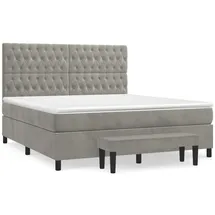 vidaXL Boxspringbett mit Matratze Hellgrau 180x200 cm Samt