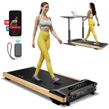 VANGONA Holz Laufband für Zuhause, 2,5PS Walking Pad mit Bluetooth und App-Verbindung, 6 km/h Laufband Schreibtisch mit extra breitem 46 cm Laufband, LED-Anzeige, für Zuhause & Büro