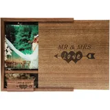 LXSINO 32 GB Holz USB Stick mit Lasergravur Mr & Mrs Design - 32 GB Holz USB 3.0 Flash-Speicherstick mit Fotografie Holzkiste (170 * 170 * 35mm) für Braut, Bräutigam, Liebhaber