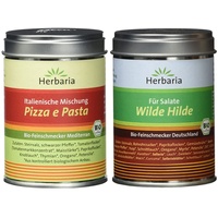 Herbaria "Pizza e Pasta" italienische Mischung, 1er Pack (1 x 100 g Dose) - Bio & "Wilde Hilde" Mischung für Salatdressing, 1er Pack (1 x 100 g Dose) - Bio