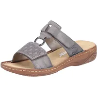 Rieker Pantolette Sommerschuh, Schlappen, Urlaubschuh, Klettschuh mit Perforation, grau