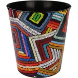 Papierkorb/Behälter - buntes Retro & Vintage Muster Tribal - 10 Liter - wasserdicht - aus Kunststoff - Ø 28 cm - großer Mülleimer/Eimer - Abfalleimer - Au..