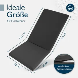 Beautissu Hochlehner Auflage 120 x 50 x 5 cm Anthrazit 2 St.