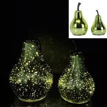 online fuchs 2 Birnen aus Glas mit LED-Beleuchtung und Timerfunktion - Dauerleuchten oder Funkeleffekt wählbar - als Deko für Garten, Terrasse, Balkon oder im Wohnbereich - Sommer, Herbst