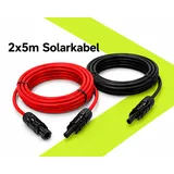 2x 5m Solarkabel 6mm2 MC4 Verlängerungskabel PV Kabel Rot Schwarz