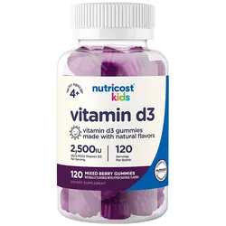 Nutricost Kids Vitamin D3 Gummies (120 Gummibonbons, Gemischte Beeren)