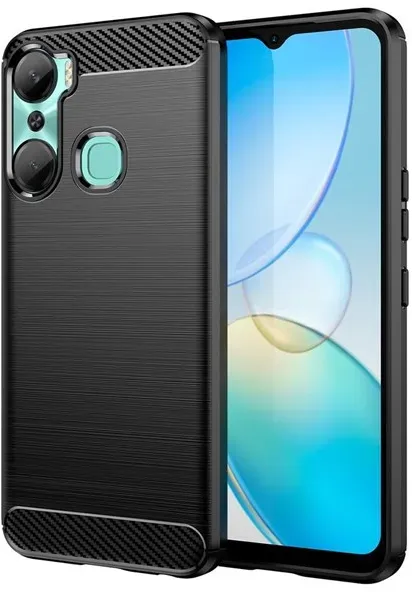 Carbon Case Case for Infinix Hot 12 Pro Flexible Silicone Carbon Cover Black