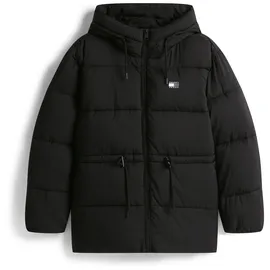Tommy Hilfiger Tommy Jeans Tjw HOODED MIDI Jacket Dw0dw21626 Pufferjacke, Black (Black), XL (46), schwarz, Web, Obermaterial: 100% Nylon, unifarben, regular fit wadenlang, Jacken Steppjacke