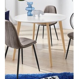 INOSIGN Esstisch »Cody«, Beine aus Massivholz, runde MDF-Tischplatte, in 2 Farbvarianten, weiß
