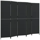vidaXL Paravent 5 Tlg Schwarz Poly Rattan 365348