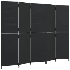 vidaXL Paravent 5 Tlg Schwarz Poly Rattan 365348