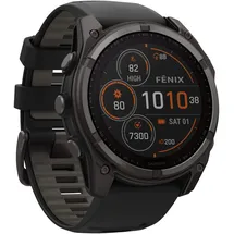 Garmin fenix 8 Solar 51 mm Graphit/Titan Carbongrau Silikon-Armband 26 mm