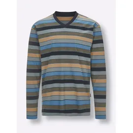 HAJO Schlafanzug marine-beige-geringelt Beige/Blau 52/54