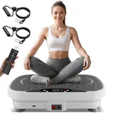 UMAY Vibrationsplatte mit Widerstandsbändern, 99 Stufen Vibrationsplatte+9 voreingestellte Programme + 3 Schnellmodi, Leistungsstarke Vibrationsplattform für Ganzkörpertraining, Robuster