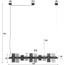 KAWOLA Hängeleuchte MALLAWI Hängelampe 10-flammig Glas schwarz