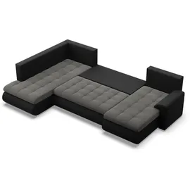 mebligo Eckcouch Textil 3-Sitzer Dunkelgrau