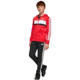 adidas Seasonal Essentials Tiberio 3-Streifen Fleece Jogginganzug Kinder JC7522 - pure ruby/white,