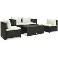 vidaXL 6-tlg. Garten-Lounge-Set mit Auflagen Poly Rattan Braun