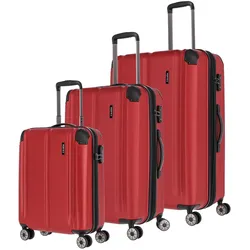 Trolleyset TRAVELITE "CITY, marine", rot, ABS, unifarben, Koffer-Sets, Kofferset Reisegepäck Reisekoffer TSA Schloss
