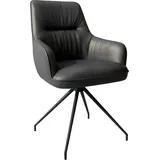DELIFE Polsterstuhl Zelia-Flex, mit Armlehnen Kreuzgestell konisch Schwarz Echt-Leder Schwarz Taschenf schwarz 60 cm x 93 cm x 62 cm