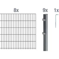 GAH Alberts Doppelstabmatten Set 8 Matten 1,2 x 16 m anthrazit