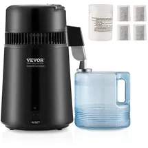 Vevor Wasser Destilliergerät Distiller Edelstahl Wasserdestilliere 4L Schwarz