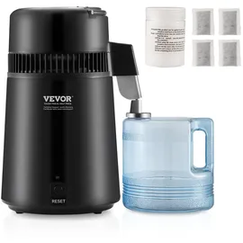 Vevor Wasser Destilliergerät Distiller Edelstahl Wasserdestilliere 4L Schwarz