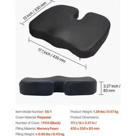 Vevor Sitzkissen 43,5 x 33,0 cm Schwarz