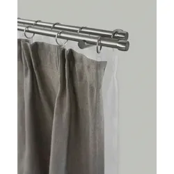 Gardinenstange GARESA "KAPPE", silber (edelstahlfarben), L:270cm Ø:16mm, Metall, Aluminium, Gardinenstangen, Vorhanggarnitur, verlängerbar, Kappe, edelstahl optik, mit Ringe