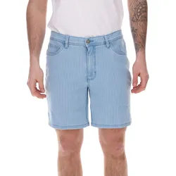 modische Herren Stretch Jeans-Bermuda Denim-Shorts Regular-Fit im Nadelstreifen-Look 922918 Hell-Blau - W40