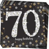 Amscan 511964 - Servietten 70. Geburtstag, 16 Stück, 33 x 33 cm, Happy Birthday, Sparkling Celebration