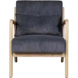 byLIVING Sessel NOHR Grob-Cord 65,5 x 78 x 84 cm Grau mit Zierkissen