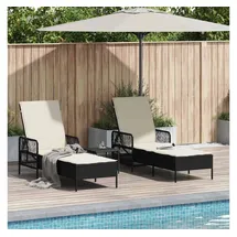 vidaXL Sonnenliege Set 3-teilig 200 x 65 x 30 cm Schwarz und Creme