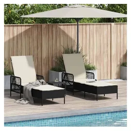 vidaXL Sonnenliege Set 3-teilig 200 x 65 x 30 cm Schwarz und Creme