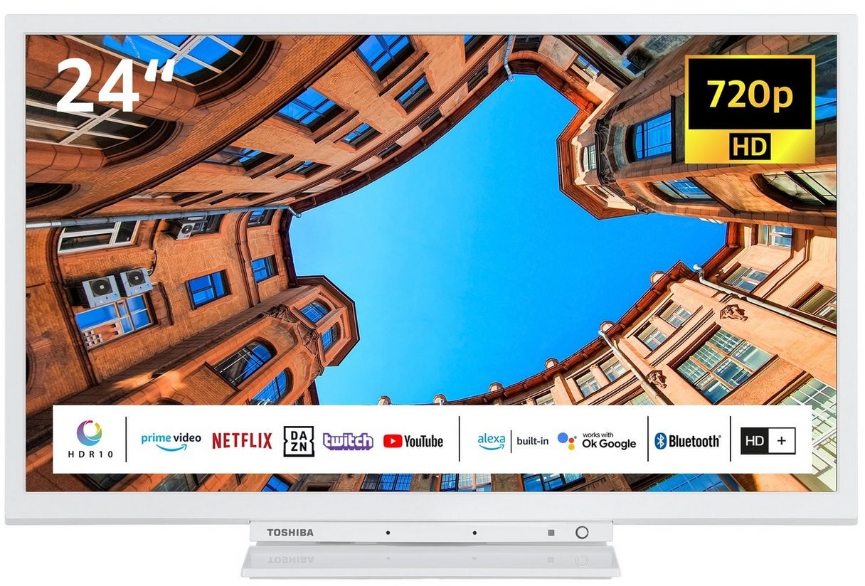 Toshiba 24WK3C64DAW LCD-LED Fernseher (60 cm/24 Zoll, HD-ready, Smart TV, HDR, Triple-Tuner, Alexa Built-In, 6 Monate HD+ inklusive) weiß